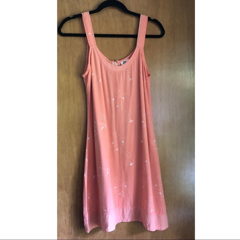 Vintage 90’s Peach Sundress with White Floral Print Sz Med